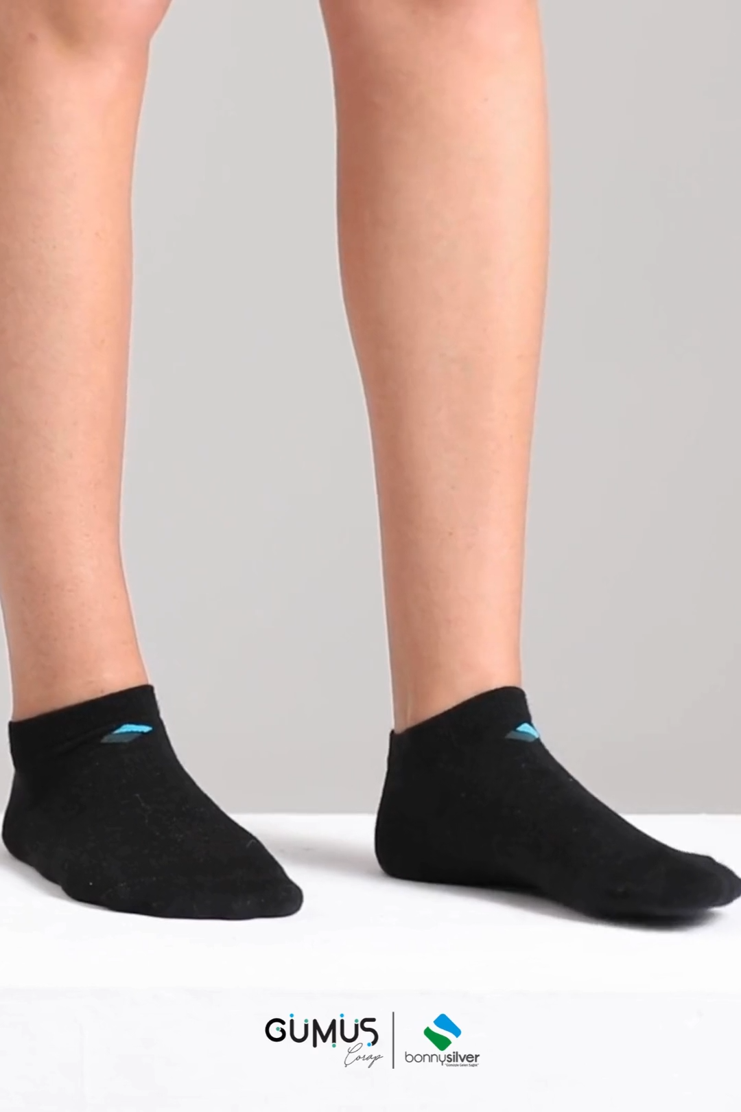 Koku Önleyici Patik Siyah Gümüş Çorap